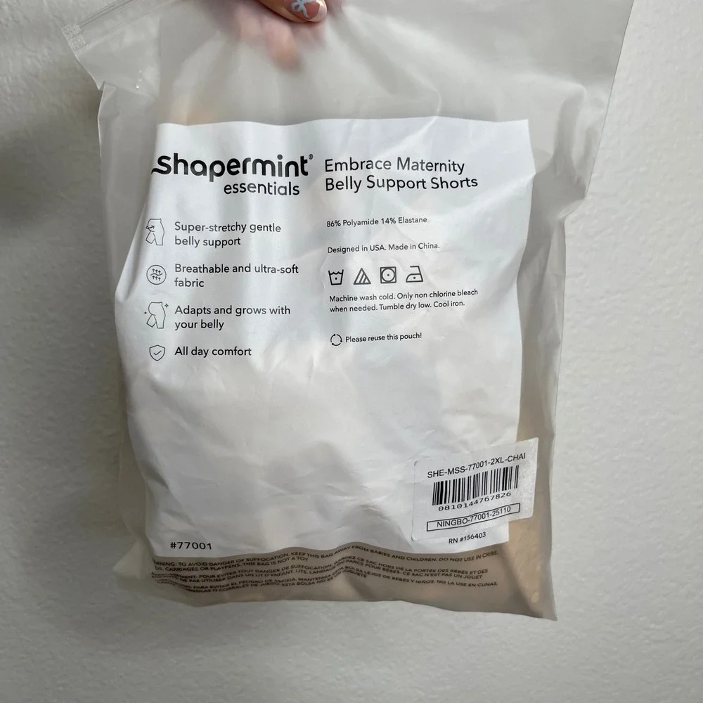 Shapermint Essentials Embrace Maternity Belly Support‎ Shorts Chai 77001 2XL NEW